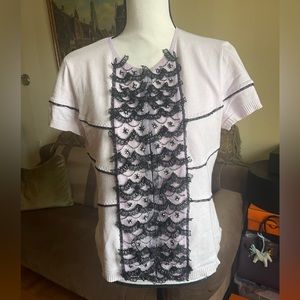 VDP  Italy women’s lace front appliqué top sweater sz 46 USA so 10